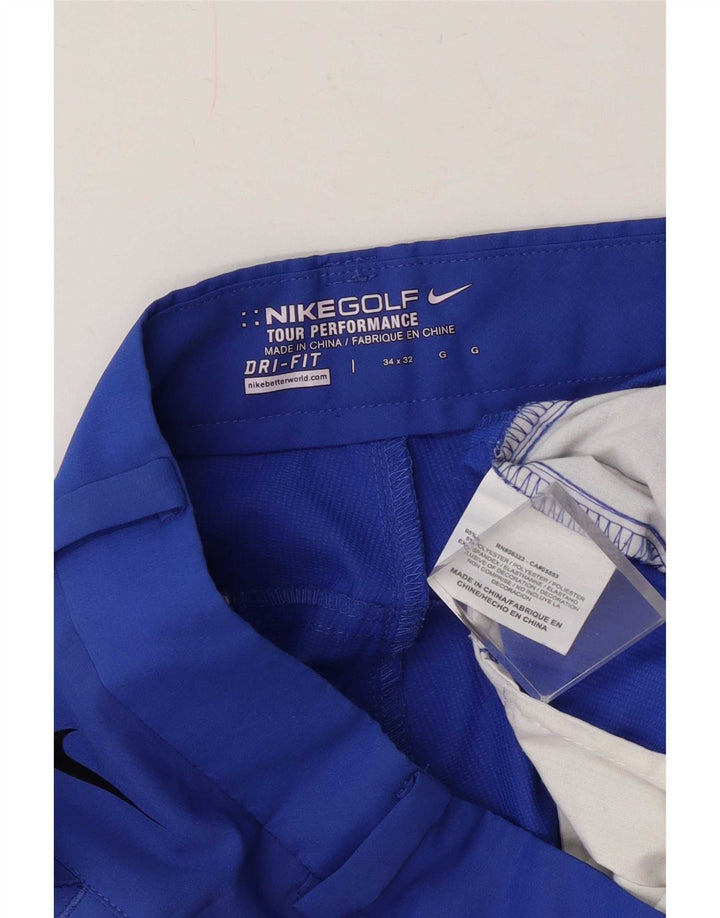 Nike Mens Dri Fit Straight Chino Trousers W34 L32 Blue Polyester