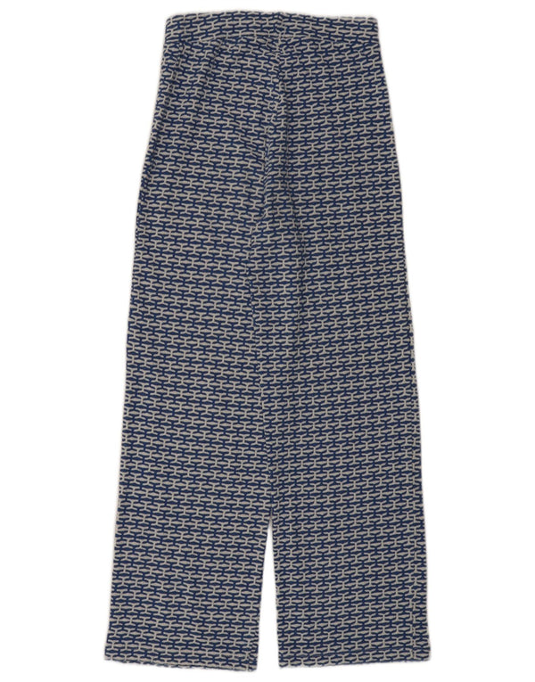 Zara Womens Loose Fit Casual Trousers Small W26 L27 Blue Geometric