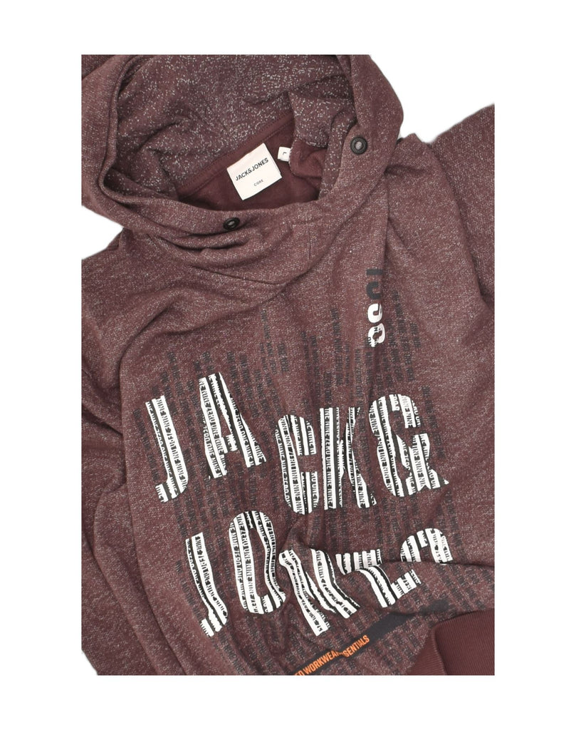 JACK & JONES Mens Core Graphic Hoodie Jumper Large Maroon Cotton | Vintage Jack & Jones | Thrift | Second-Hand Jack & Jones | Used Clothing | Messina Hembry 