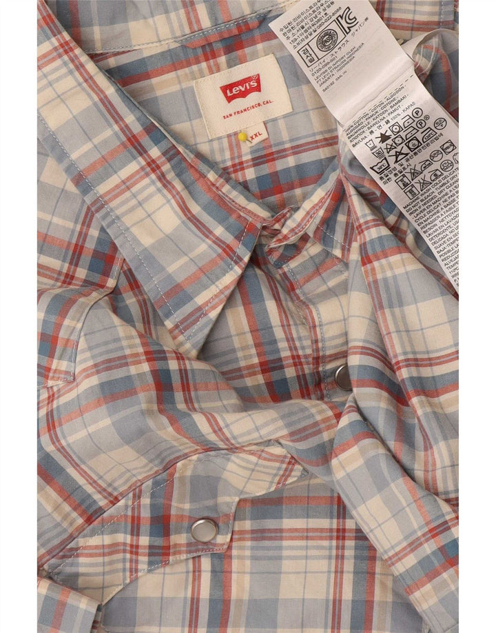 Levi's Mens Short Sleeve Shirt 2XL Blue Check Cotton