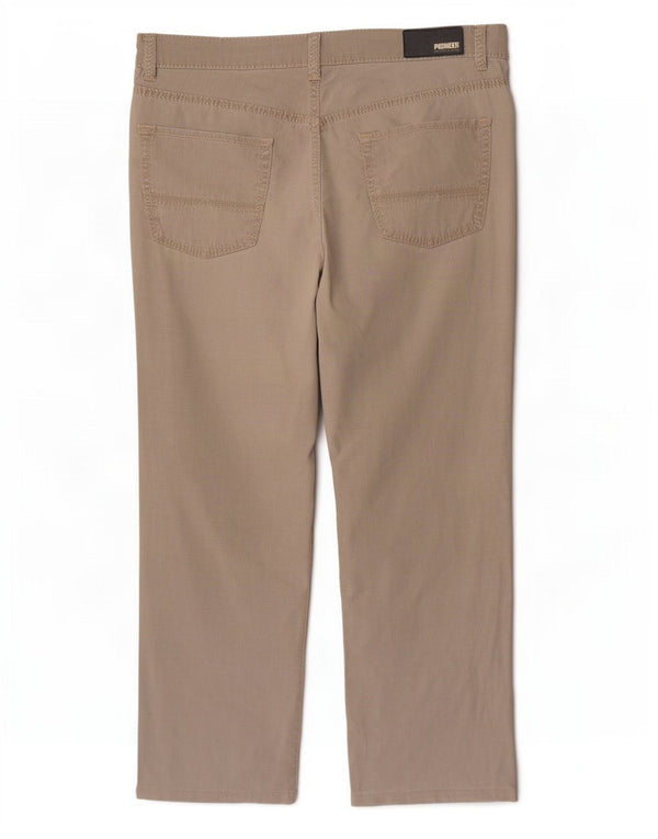 Pioneer Mens Rando Straight Casual Trousers W42 L30 Beige Cotton