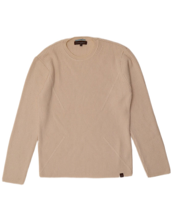 Guess Womens Crew Neck Jumper Sweater UK 18 XL Off White Merino Wool
