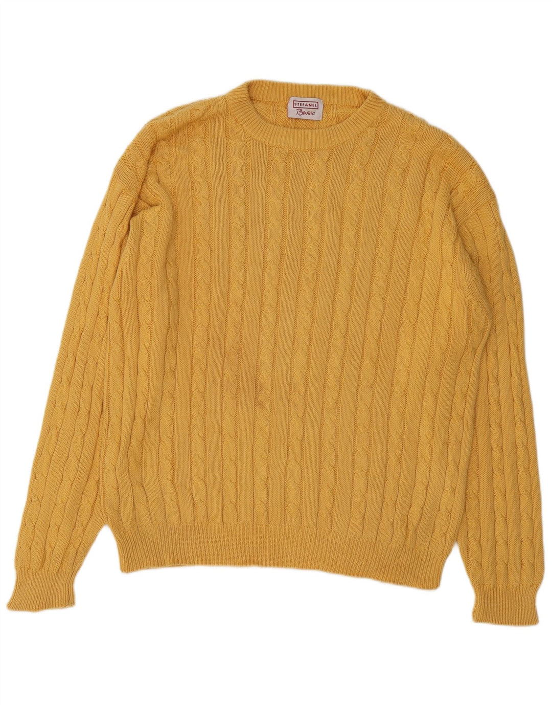 Stefanel Mens Crew Neck Jumper Sweater XL Yellow Cotton