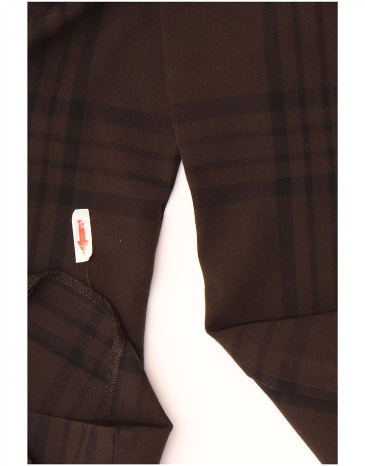 Zara Womens Straight Chino Trousers Large W30 L29 Brown Check Polyester