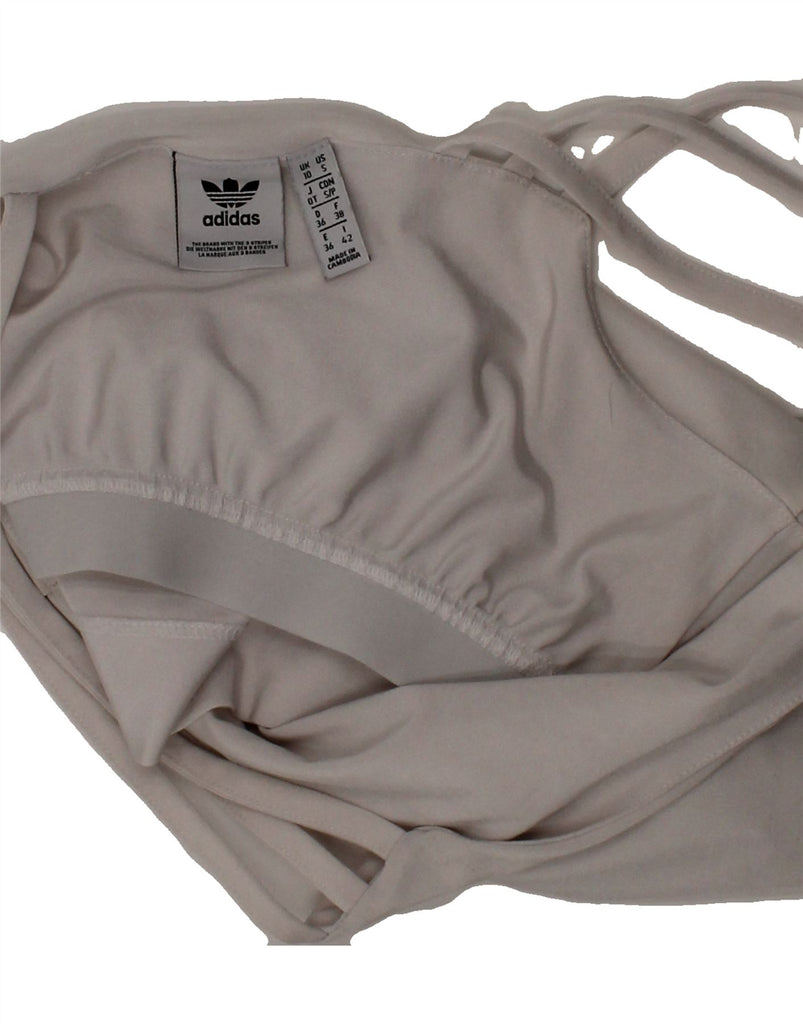ADIDAS Womens Sport Bra Top UK 10 Small White Polyester Vintage Adidas and Second-Hand Adidas from Messina Hembry 