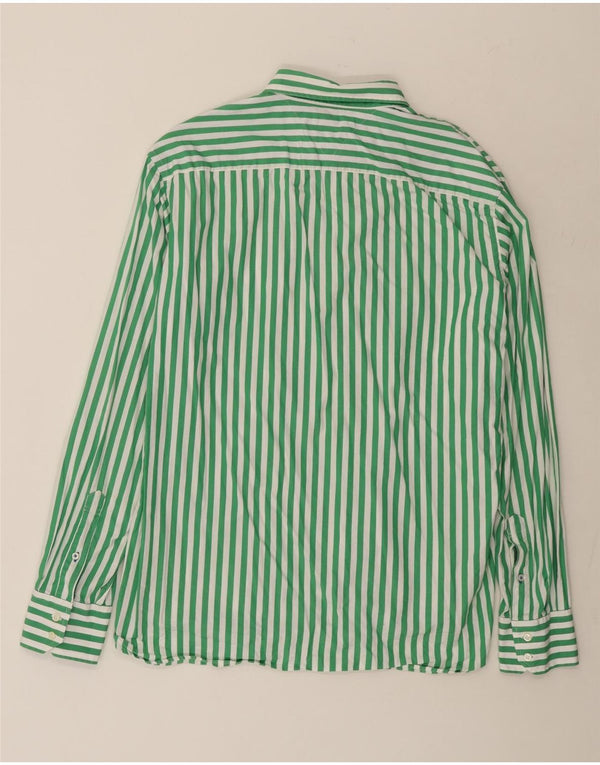 Tommy Hilfiger Mens Shirt XL Green Striped Cotton
