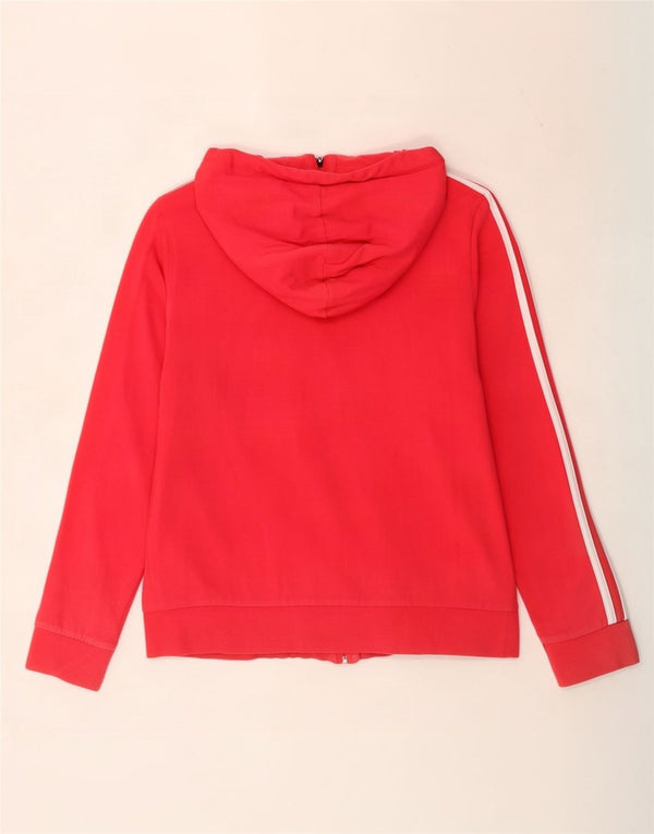 Adidas Womens Zip Hoodie Sweater UK 16/18 Large Red Cotton
