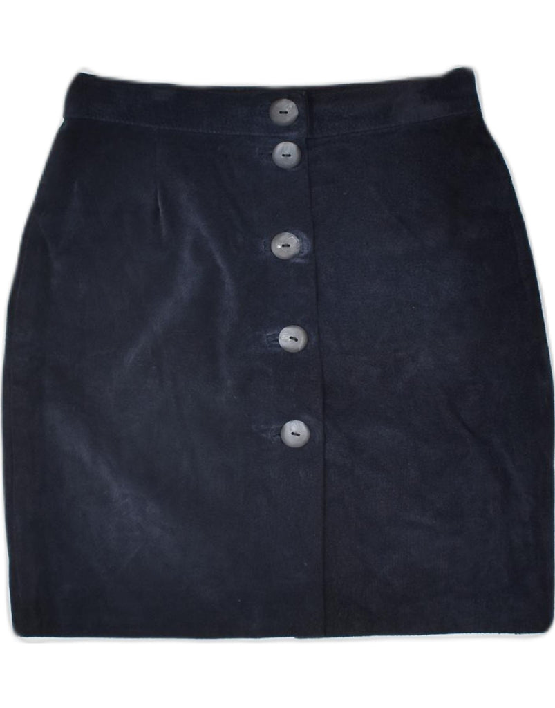 VINTAGE Womens High Waist Suede Mini Skirt IT 42 Medium W25 Navy Blue | Vintage | Thrift | Second-Hand | Used Clothing | Messina Hembry 