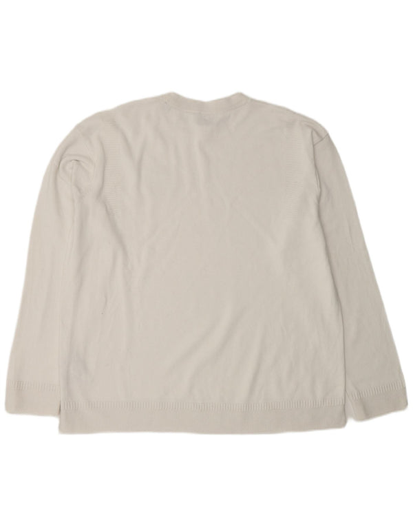 ARMANI EXCHANGE Mens Crew Neck Jumper Sweater Large White Cotton