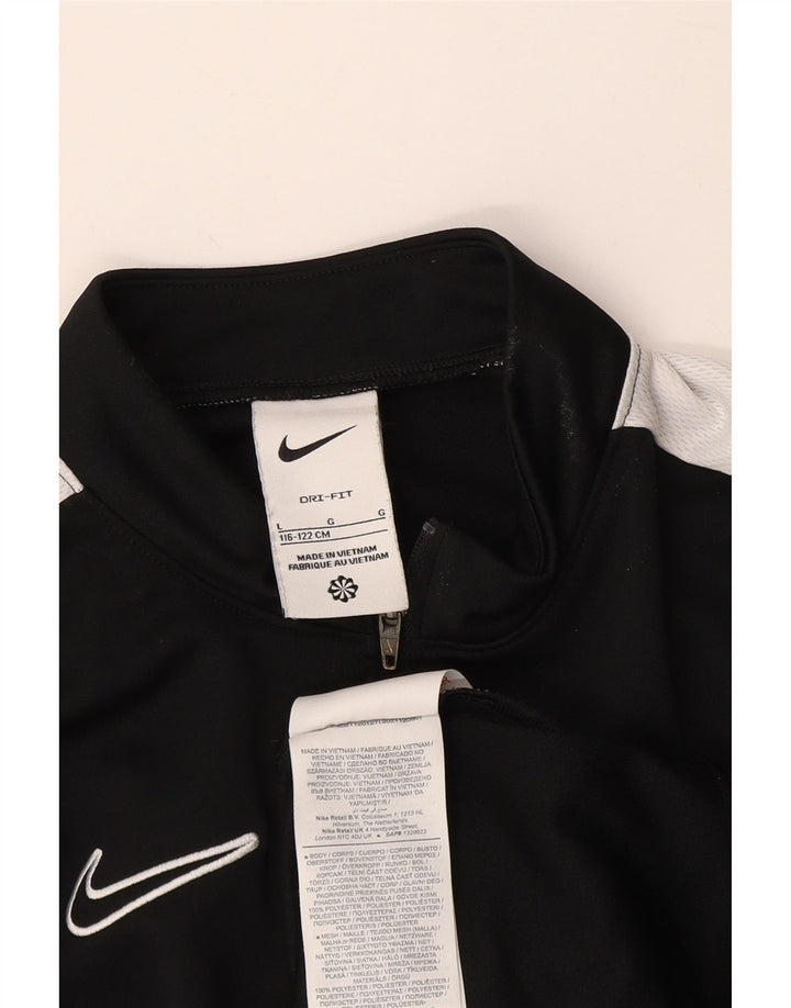 Nike Boys Dri Fit Top Long Sleeve 6-7 Years Large Black Colourblock
