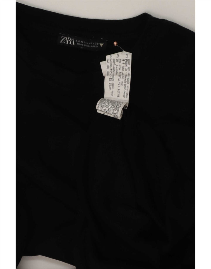 Zara Womens Bodysuit UK 12 Medium Black Cotton