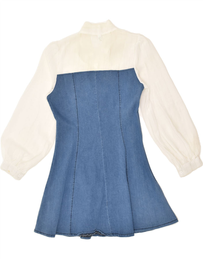 VINTAGE Girls Front Tie Long Sleeve Denim Dress 12-13 Years Large Blue | Vintage Vintage | Thrift | Second-Hand Vintage | Used Clothing | Messina Hembry 