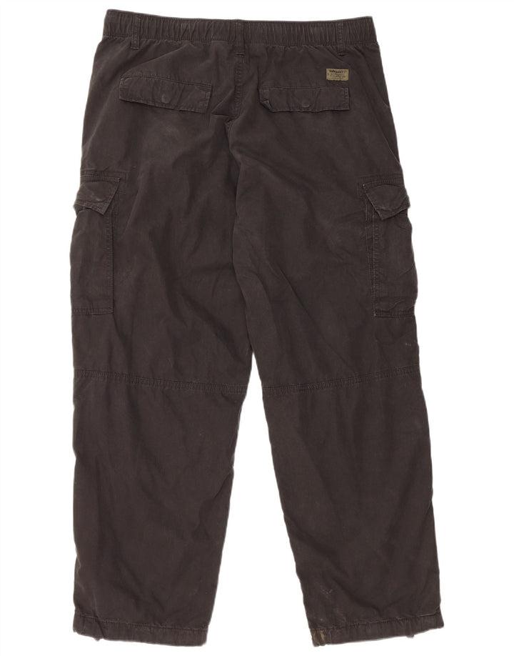 Superdry Mens Straight Cargo Trousers W34 L27 Black Cotton
