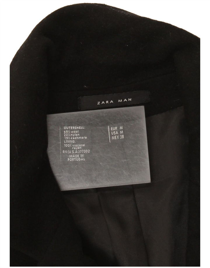 Zara Mens Overcoat UK 38 Medium Black Wool
