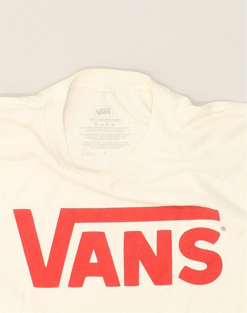 VANS Womens Graphic T-Shirt Top UK 14 Large White Cotton | Vintage Vans | Thrift | Second-Hand Vans | Used Clothing | Messina Hembry 