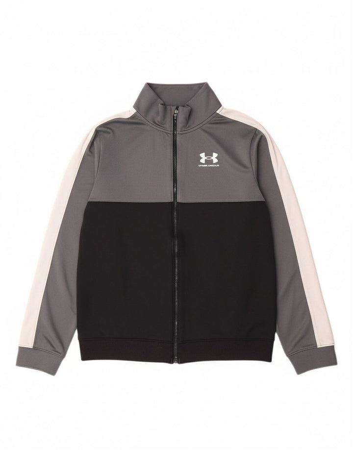 UNDER ARMOUR Boys Tracksuit Top Jacket 13-14 Years XL  Grey Colourblock