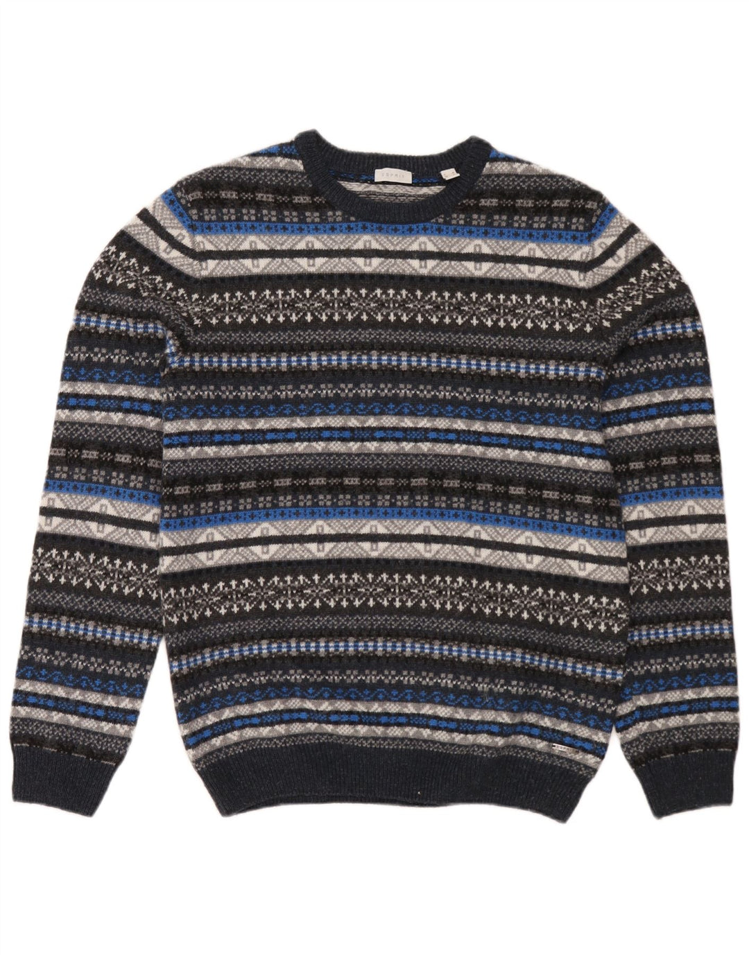 Esprit Mens Crew Neck Jumper Sweater Medium Multicoloured Fair Isle