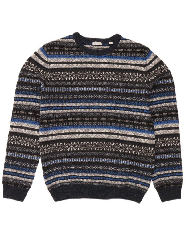 Esprit Mens Crew Neck Jumper Sweater Medium Multicoloured Fair Isle