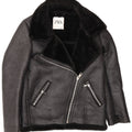 Zara Womens Oversized Loose Fit Biker Sherpa Jacket UK 6 XS Black Polyester