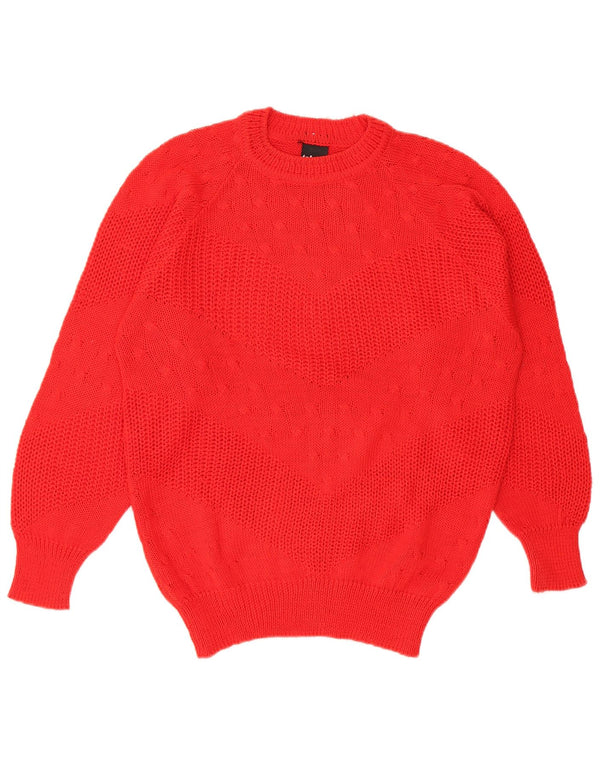 Vintage Womens Crew Neck Jumper Sweater UK 14 Large Red Polyacrylic