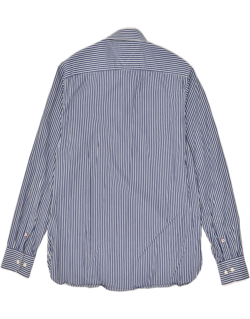 TOMMY HILFIGER Mens Custom Fit Shirt Medium Navy Blue Pinstripe Vintage Tommy Hilfiger and Second-Hand Tommy Hilfiger from Messina Hembry 