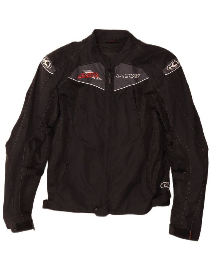 Clover Womens Graphic Racer Jacket UK 14 Medium Black Colourblock Polyamide