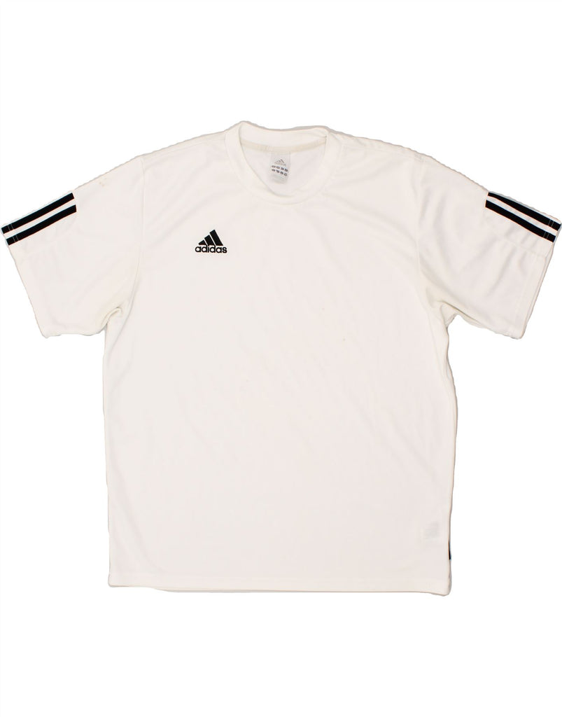 ADIDAS Mens T-Shirt Top Large White Polyester | Vintage Adidas | Thrift | Second-Hand Adidas | Used Clothing | Messina Hembry 