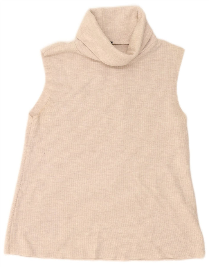Zara Womens Vest Top UK 12 Medium Off White Cotton
