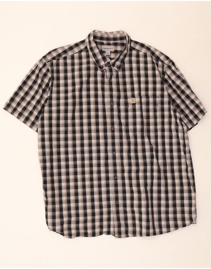 CARHARTT Mens Short Sleeve Relaxed Fit Shirt 2XL Black Check