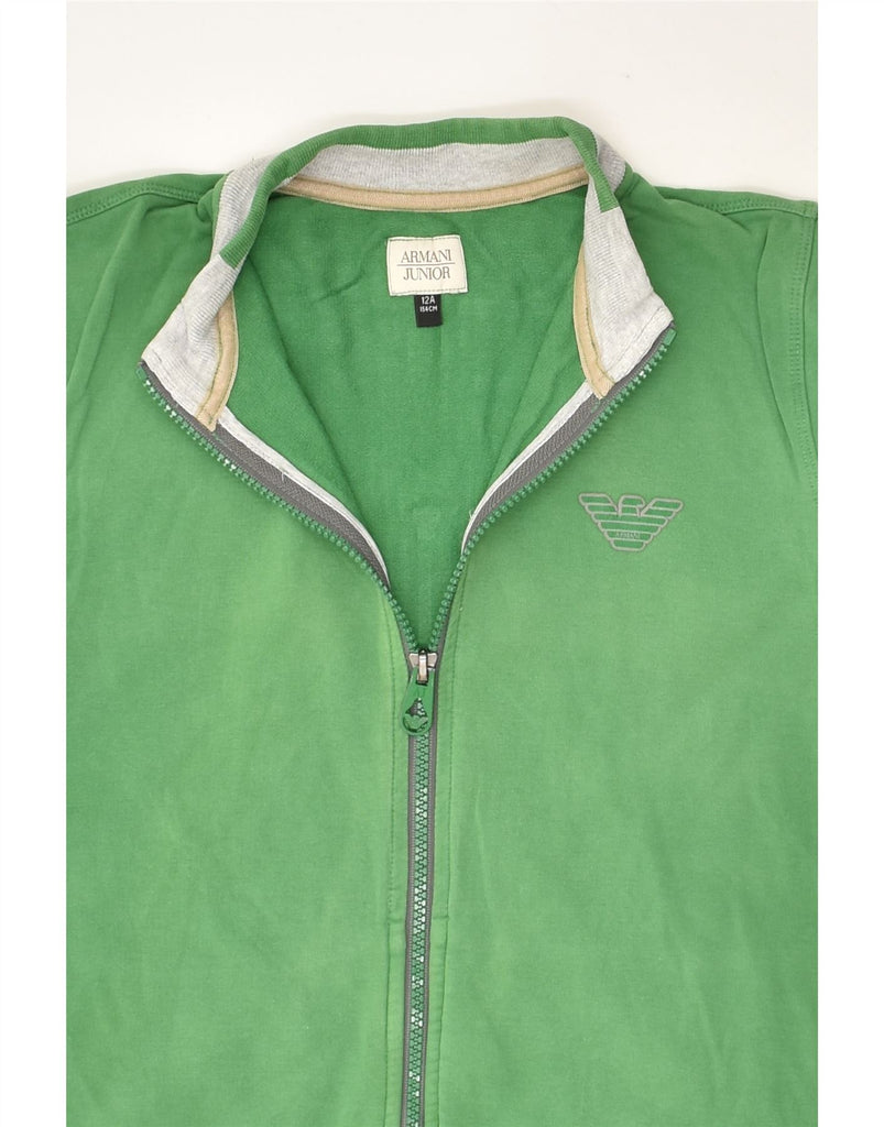 ARMANI JUNIOR Boys Tracksuit Top Jacket 11-12 Years Green Cotton | Vintage Armani Junior | Thrift | Second-Hand Armani Junior | Used Clothing | Messina Hembry 