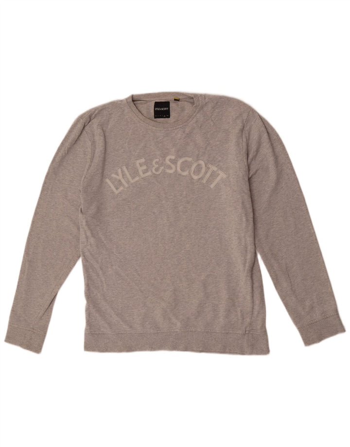 Lyle & Scott Mens Graphic Sweatshirt Jumper XL Grey Flecked Cotton