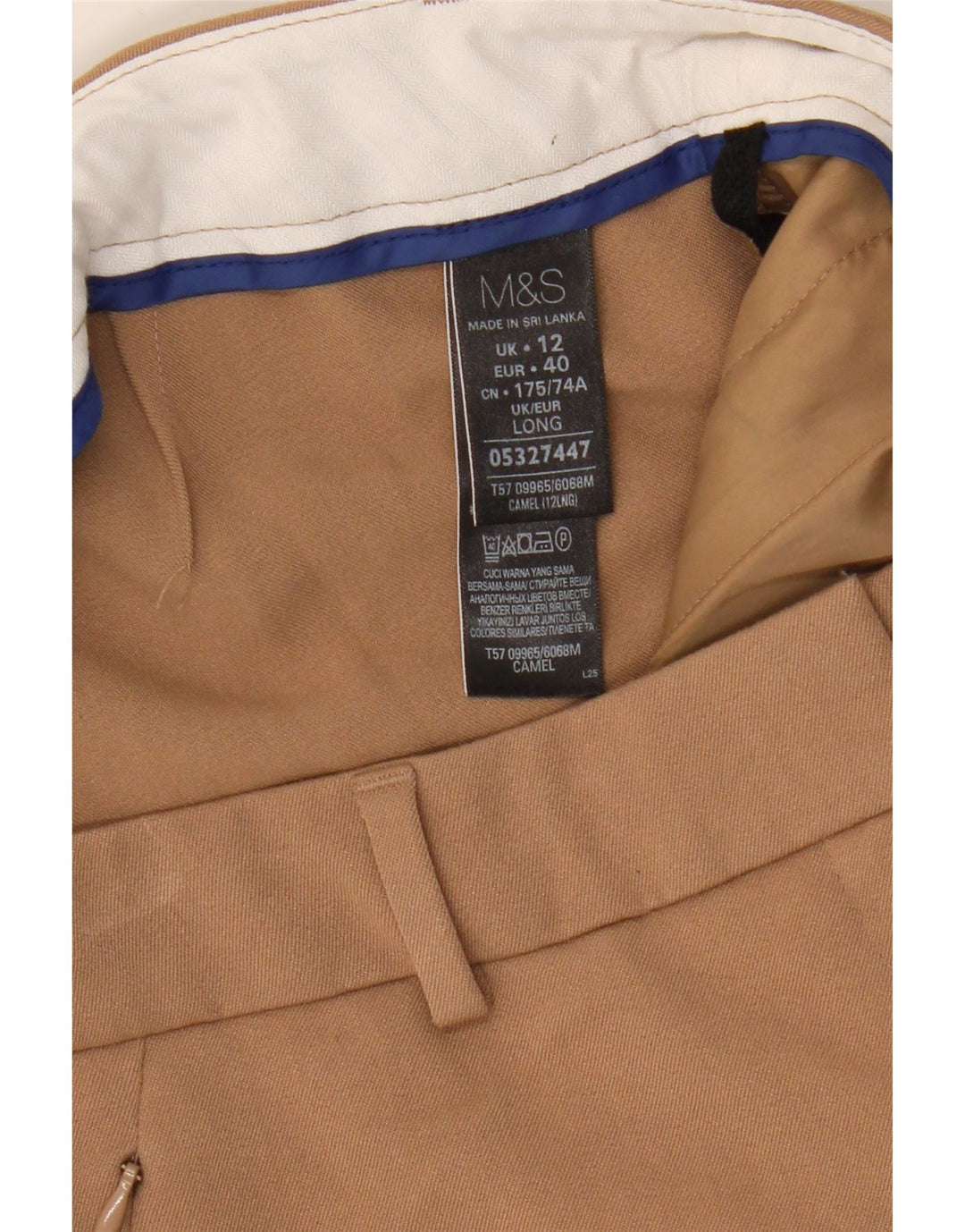 Marks & Spencer Womens Slim Chino Trousers UK 12 Medium W32 L33 Brown