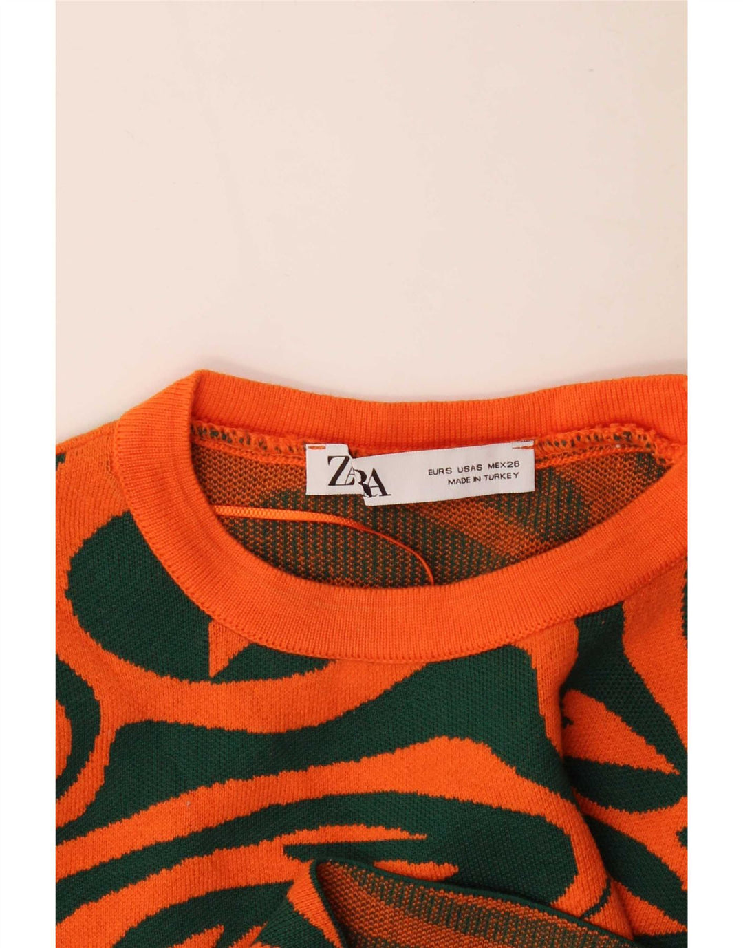 Zara Womens Abstract Pattern Crop Top Long Sleeve UK 8 Small Orange