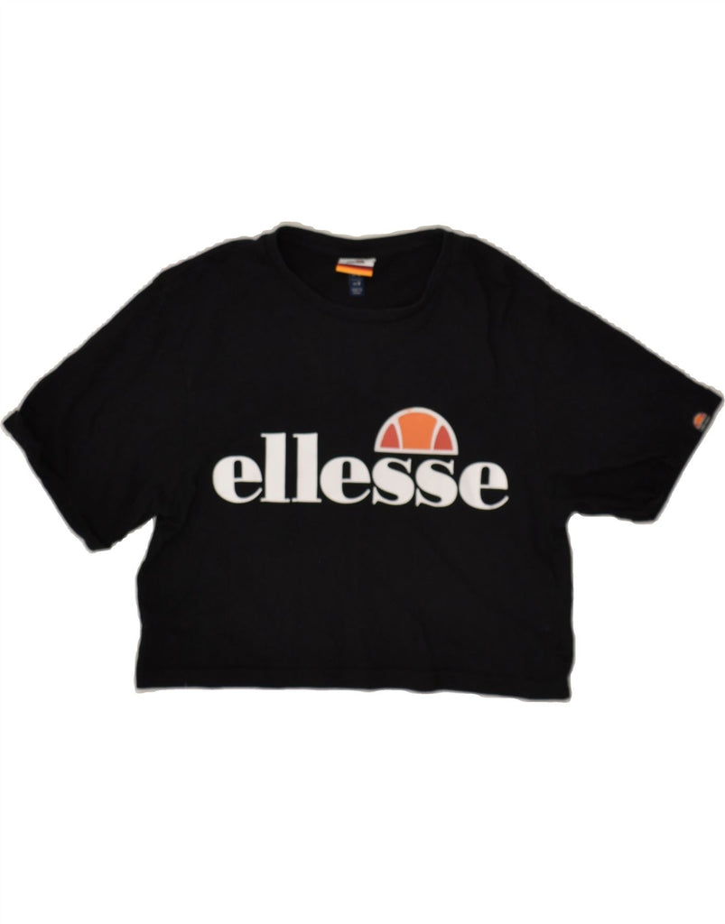 ELLESSE Womens Crop Graphic T-Shirt Top UK 8 Small  Black Vintage Ellesse and Second-Hand Ellesse from Messina Hembry 