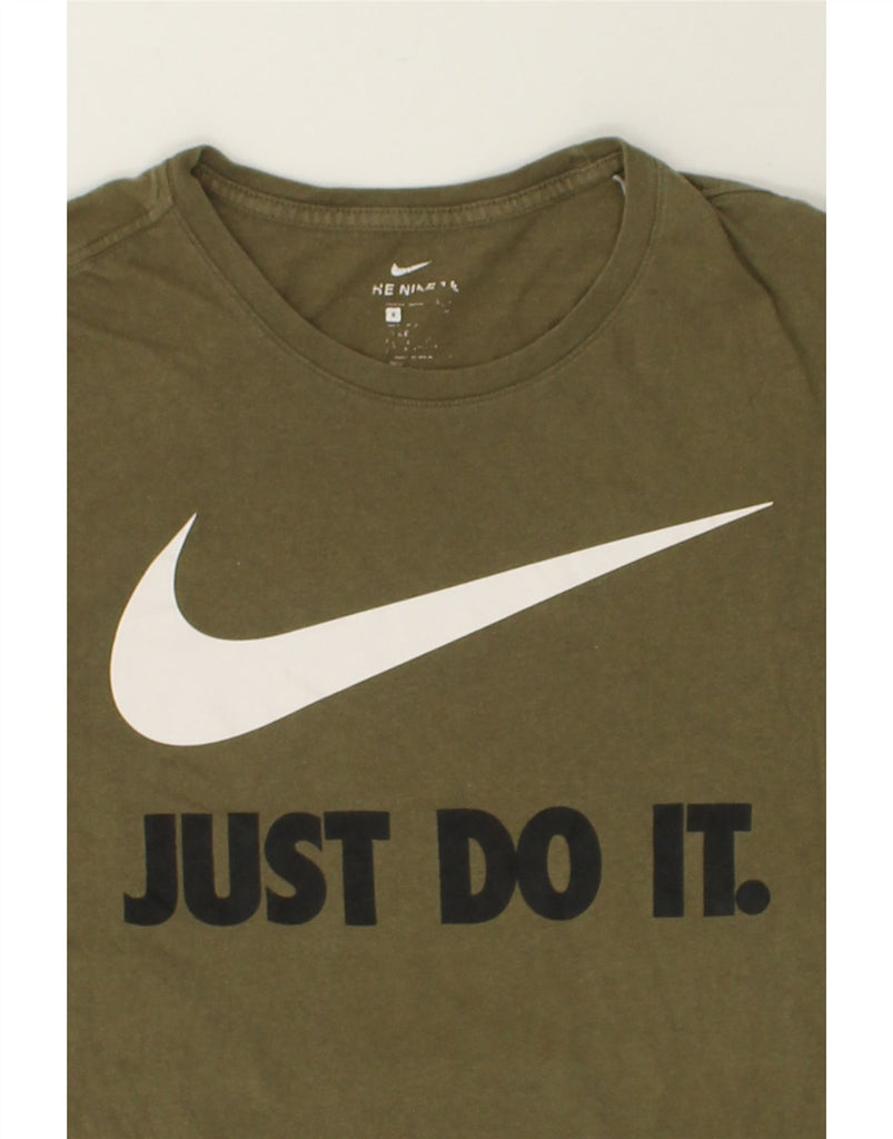 NIKE Mens Graphic T-Shirt Top Small Khaki Cotton | Vintage Nike | Thrift | Second-Hand Nike | Used Clothing | Messina Hembry 