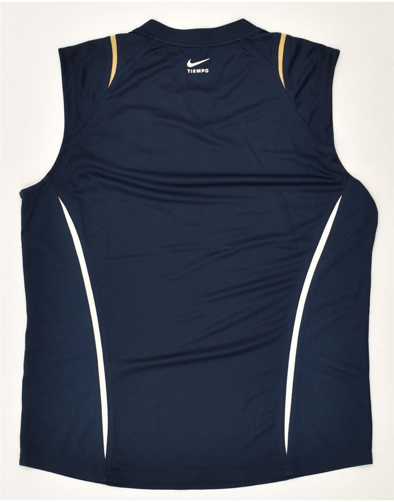 NIKE Mens Nike Dri Fit Graphic Vest Top UK 42/44 Large Navy Blue Polyester | Vintage Nike | Thrift | Second-Hand Nike | Used Clothing | Messina Hembry 