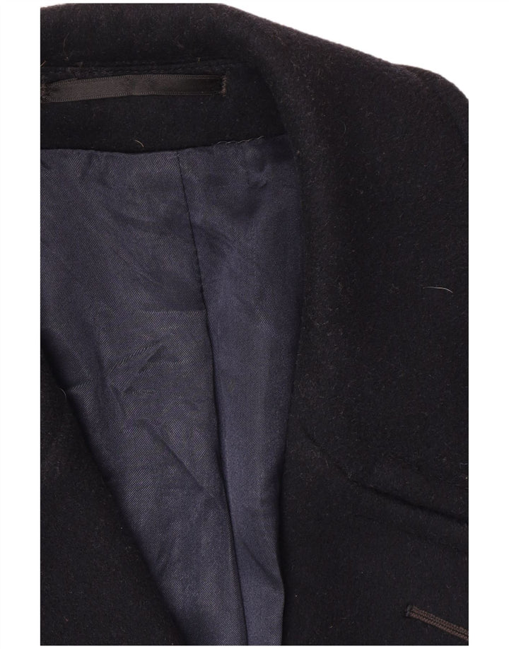 Vintage Mens Double Breasted Coat UK 40 Large Navy Blue