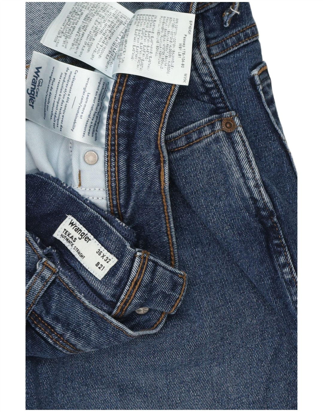 Wrangler Mens Texas Straight Jeans W36 L32 Blue Cotton