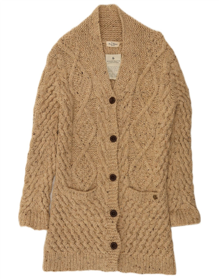 MAISON SCOTCH Womens Knitted by Hand Cardigan Sweater US 4 Small Beige