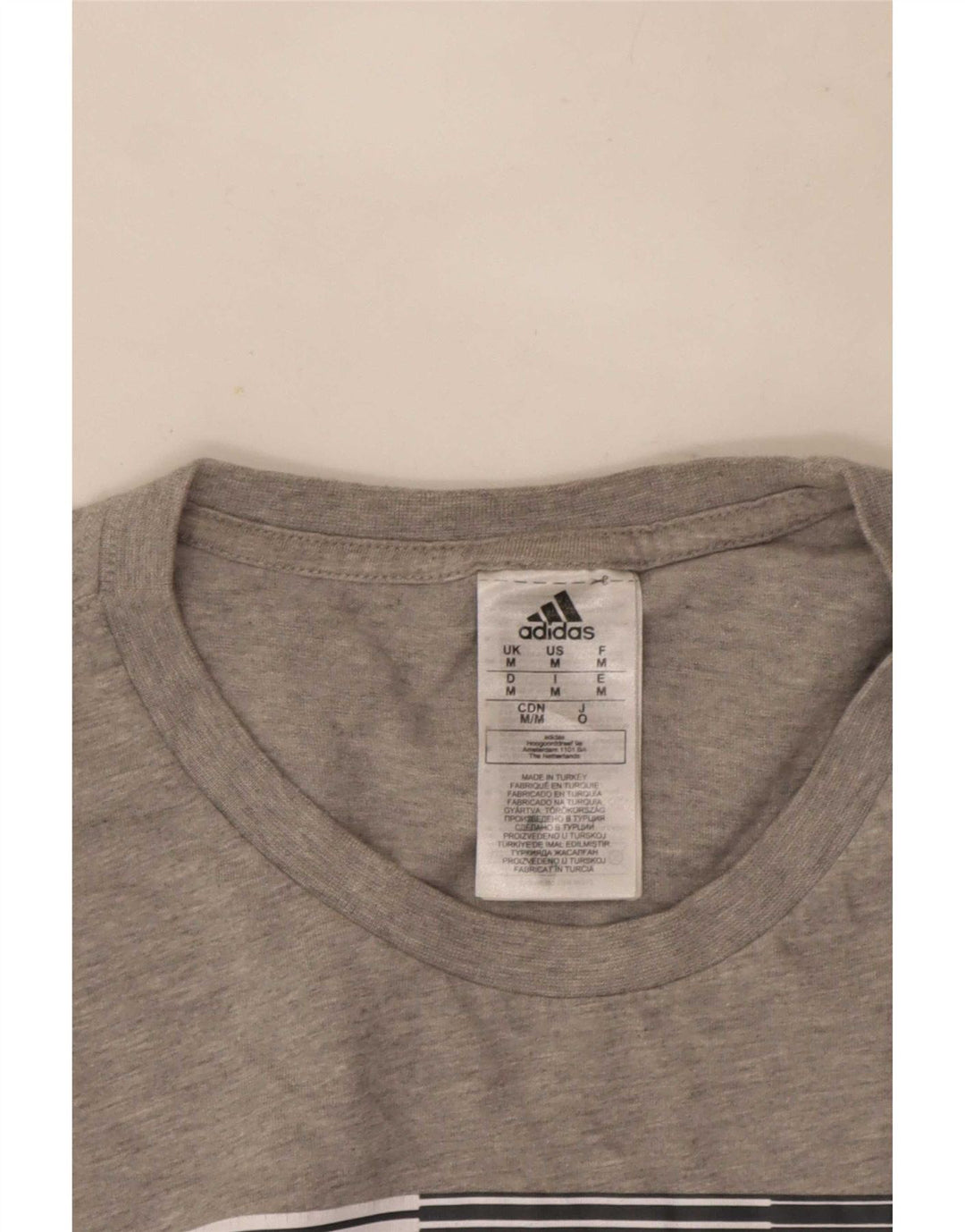 Adidas Mens Graphic T-Shirt Top Medium Grey Flecked Cotton