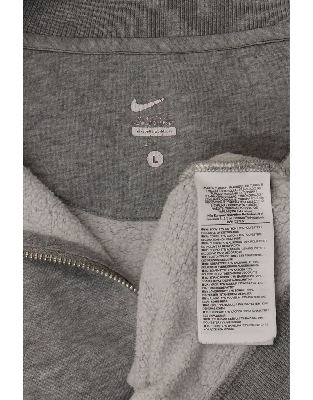 NIKE Mens Tracksuit Top Jacket Large Grey Flecked Cotton