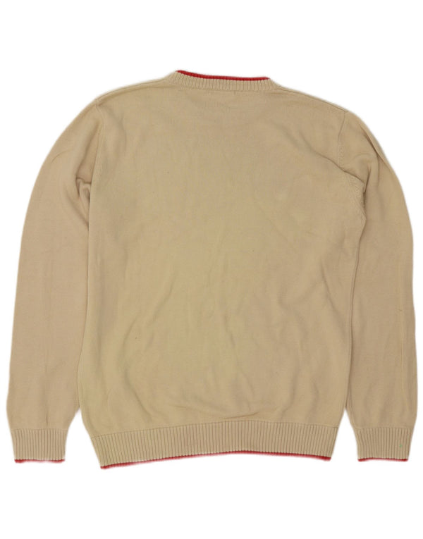 Sergio Tacchini Mens Crew Neck Jumper Sweater Medium Beige Cotton