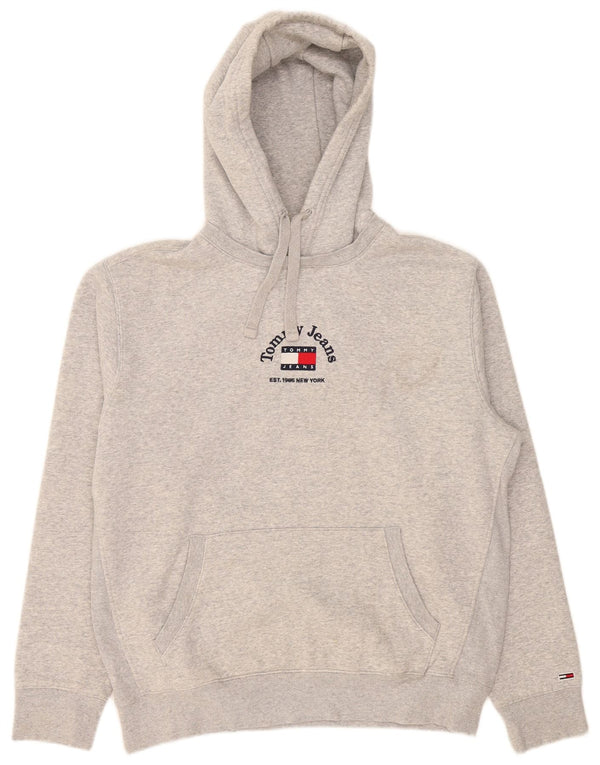 Tommy Hilfiger Mens Graphic Hoodie Jumper Large Grey Cotton