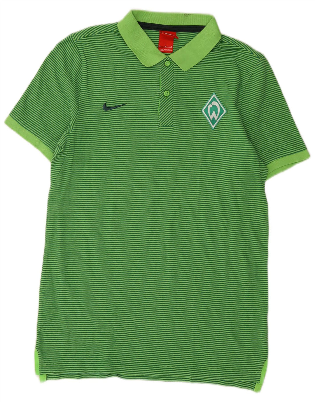 Nike Mens SV Werder Bremen Polo Shirt Medium Green Striped Cotton