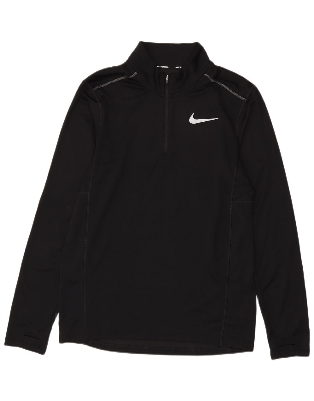 Nike Mens Dri Fit Zip Neck Pullover Tracksuit Top Medium Black Polyester