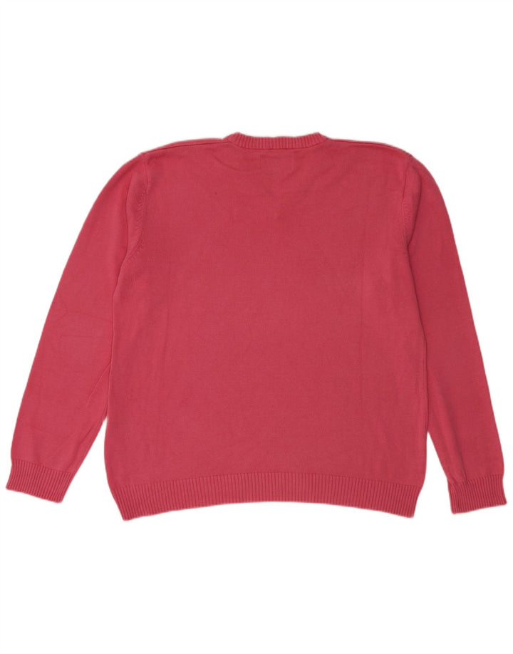 Marlboro Classics Mens V-Neck Jumper Sweater Large Pink Cotton