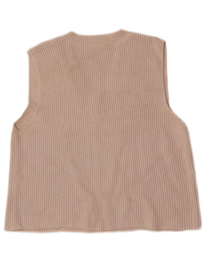 Zara Womens Crop Vest Tank Top UK 12 Medium Off White Cotton