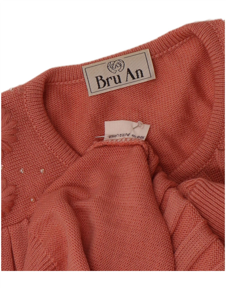 Vintage Womens Cardigan Sweater UK 16 Large Pink Wool