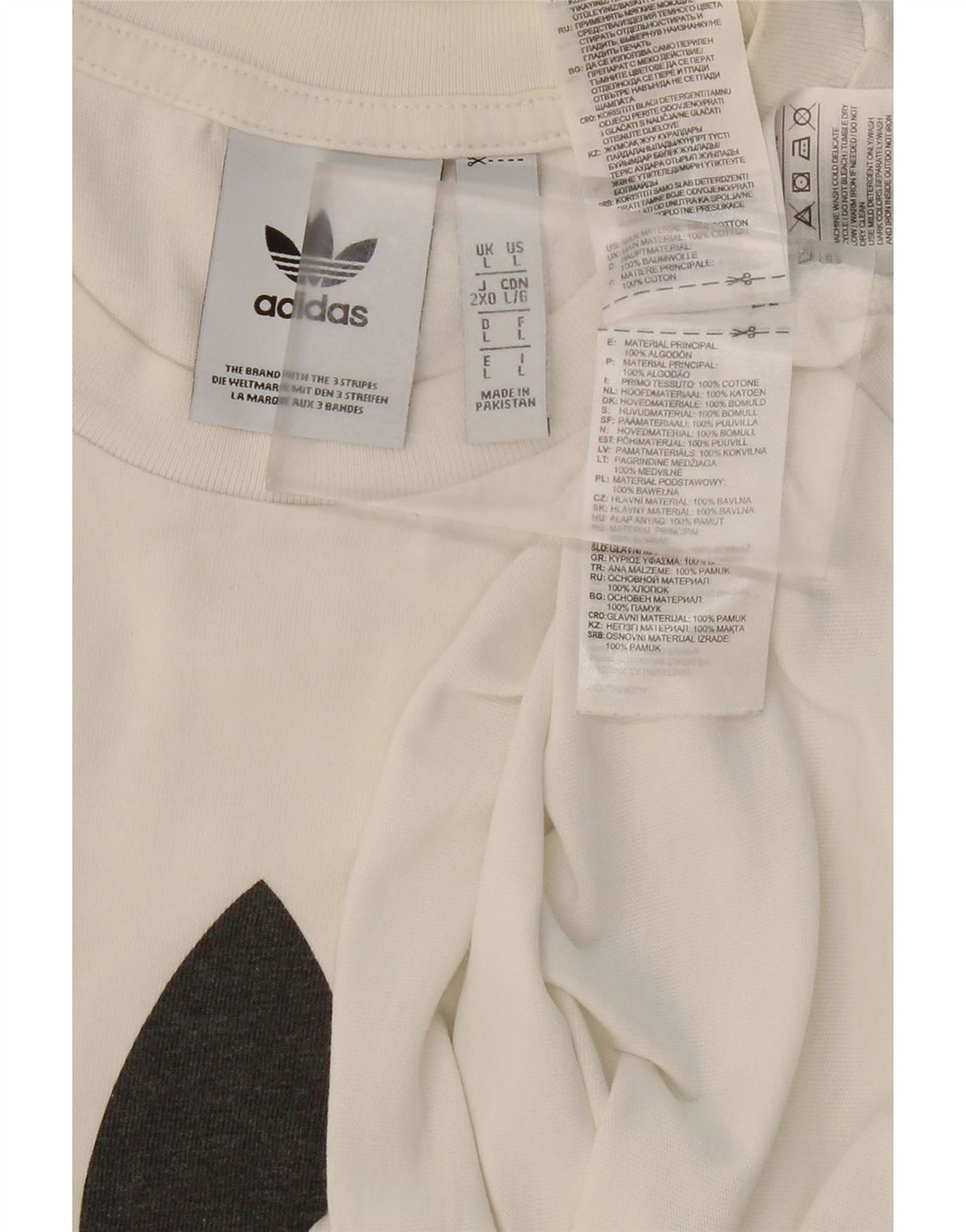ADIDAS Mens Graphic T-Shirt Top Large White Cotton Vintage Adidas and Second-Hand Adidas from Messina Hembry 
