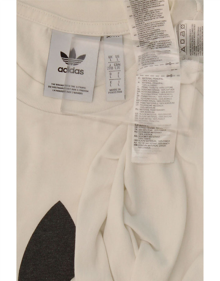 ADIDAS Mens Graphic T-Shirt Top Large White Cotton Vintage Adidas and Second-Hand Adidas from Messina Hembry 